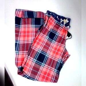 J. Crew Factory Plaid Scottish Dog Pajama Bottoms Cozy Warm Small Red Blue